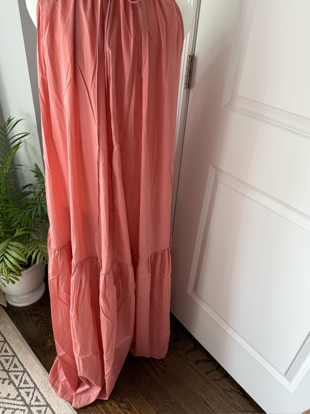 Women's Maxi Dress - Coral Pink Halter Maxi Dress - Picture 7 of 14